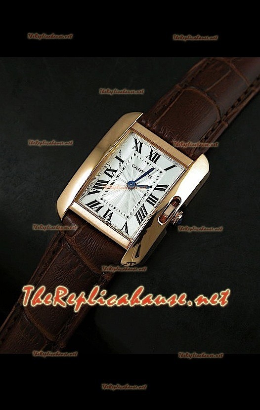 Cartier Tank Francaise Montre Femmes Bracelet Marron Boîtier 