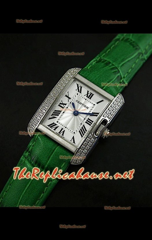 Cartier Tank Francaise Montre Femmes Lunette de Diamants Boîtier d’Acier