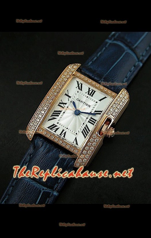 Cartier Tank Francaise Montre Femmes Lunette de Diamants Boîtier Or