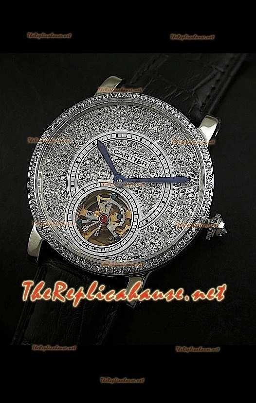 Cartier Calibre Tourbillon Montre avec Cadran de Diamants