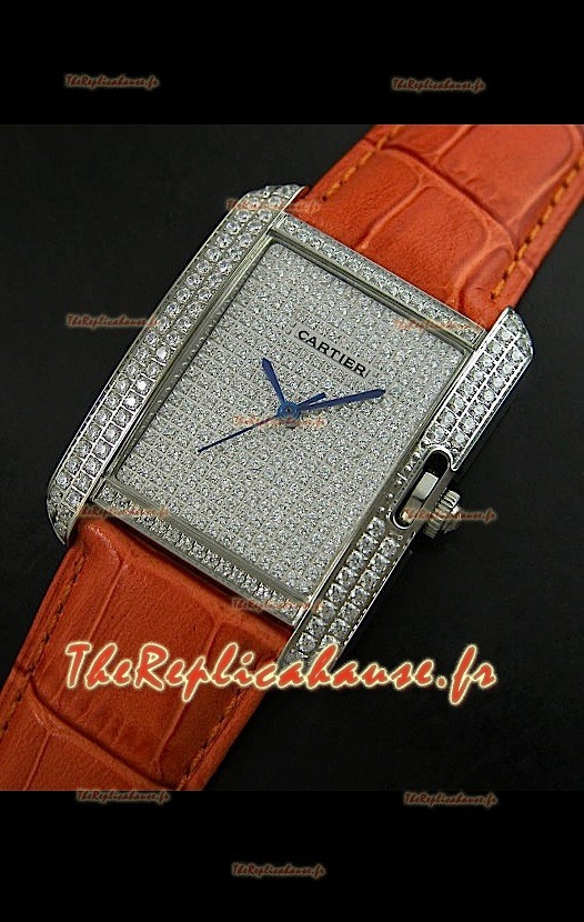 Cartier Tank Anglaise Reproduction Montre Pour Femmes en Acier/Bracelet Marron