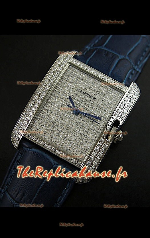 Cartier Tank Anglaise Reproduction Montre Pour Femmes en Acier/Bracelet Violet