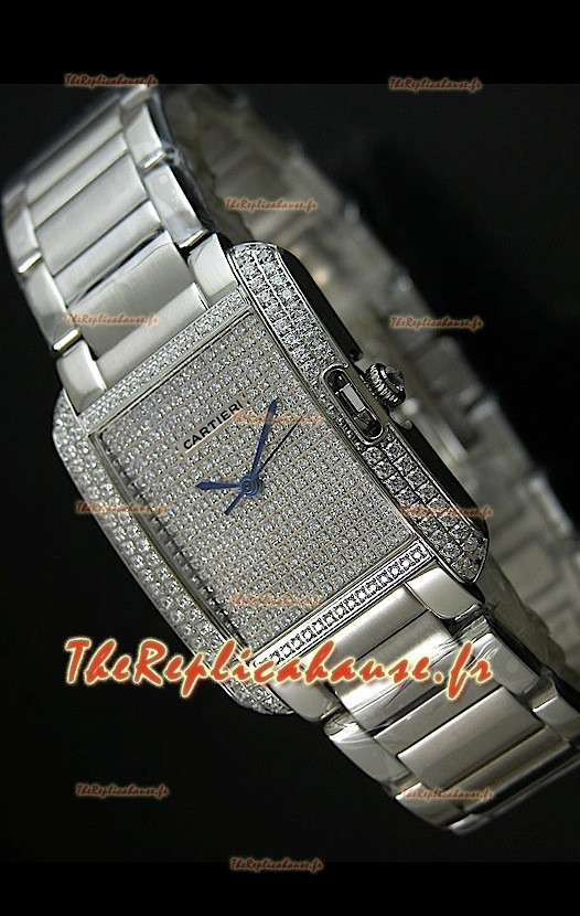 Cartier Tank Anglaise Reproduction Montre Pour Femmes avec Boitier/Bracelet en Acier