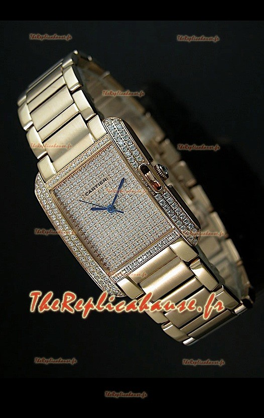 Cartier Tank Anglaise Reproduction Montre Pour Femmes avec Boitier/Bracelet en Or Jaune