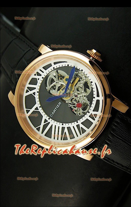 Rotonde De Cartier Cadran Love Reproduction Montre Japonaise - Boitier Or Jaune