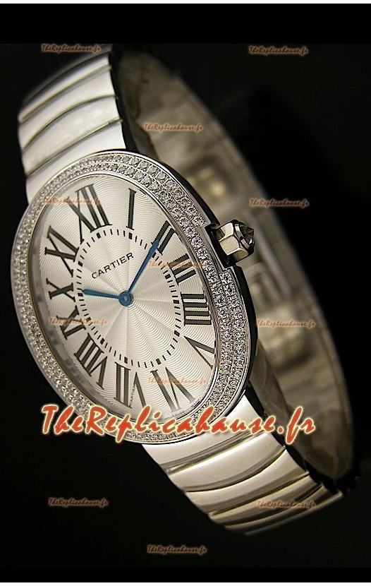 Cartier Baignoire Reproduction Montre Japonaise avec Lunette en Diamants