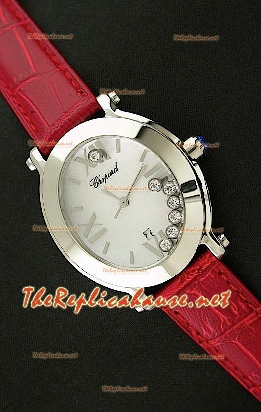 Chopard Happy Sport Femmes Montre Japonaise avec Bracelet en Cuir Rouge