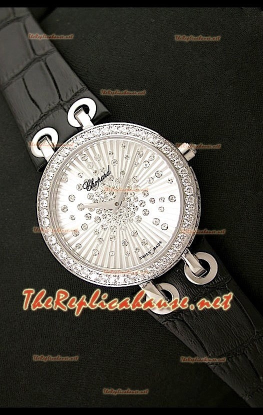 Chopard Xtraveganza Femmes Montre avec Boîtier Garnis de Diamants avec Bracelet Noir