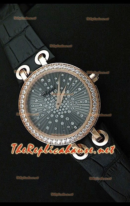 Chopard Xtraveganza Femmes Montre avec Boîtier en Or Rose Garnis de Diamants