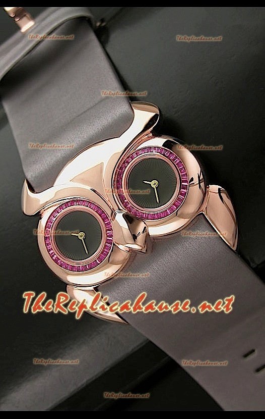 Chopard Animal World Femmes Owl Montre avec Cadran Noir Or Rose