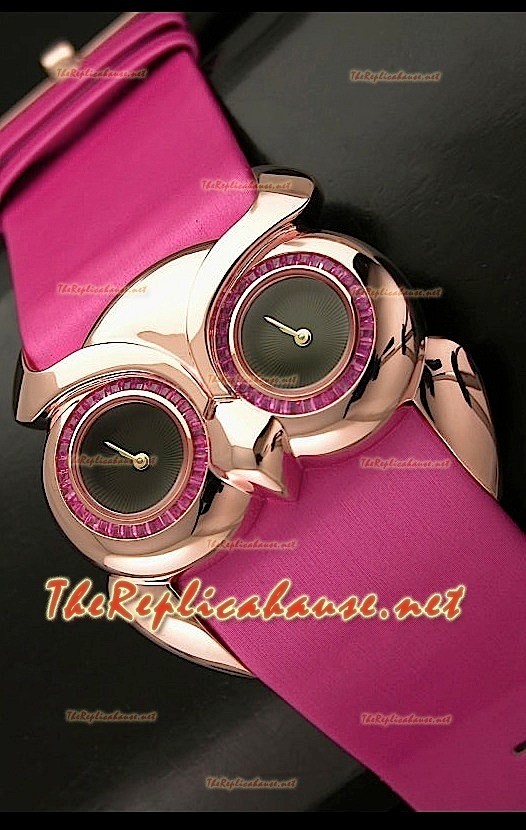 Chopard Animal World Femmes Owl Montre avec Cadran Noir Or Rose
