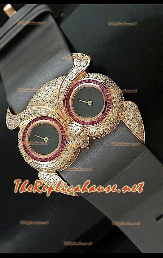 Chopard Animal World Femmes Owl Montre avec Cadran Gris Or Rose