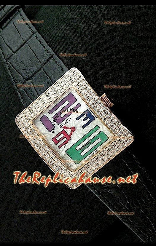 Franck Muller Infinity Femmes Replica Montre en Or Rose Heure en Chiffres Arabes