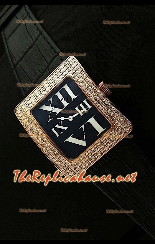 Franck Muller Infinity Femmes Replica Montre en Or Rose Heure en Chiffres Romains