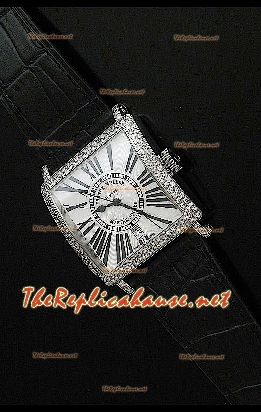Franck Muller Master Square Montre avec Cadran Blanc Bracelet Noir