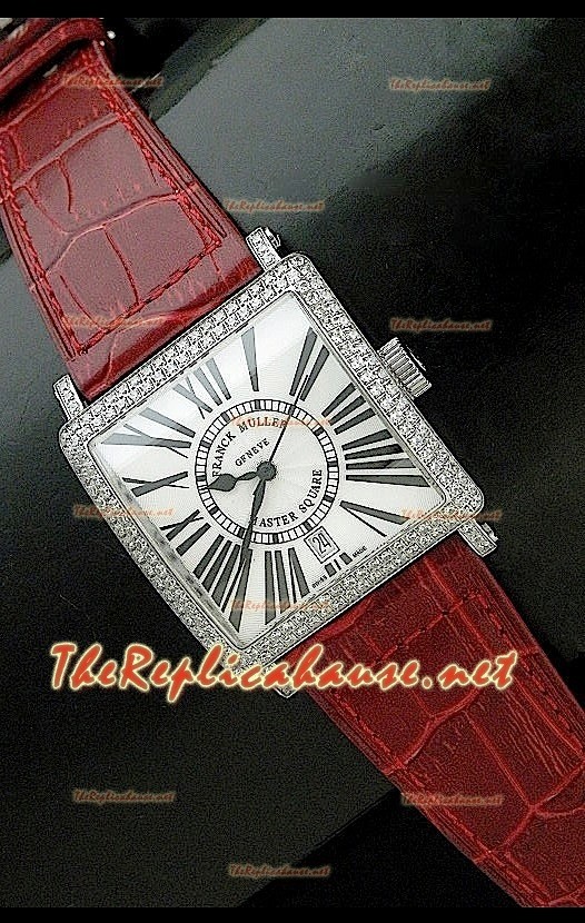 Franck Muller Master Square Montre avec Cadran Blanc Bracelet Brun Clair