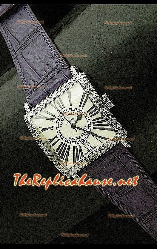 Franck Muller Master Square Montre avec Cadran Blanc Bracelet Violet