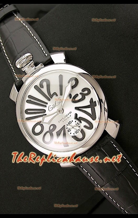 GaGa Milano Manuale Montre en Acier - 48 mm - Chiffres en Noir