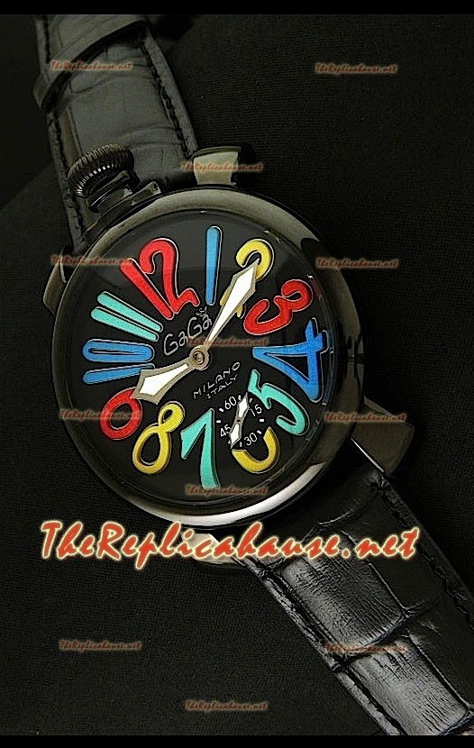 GaGa Milano Manuale Montre avec Boîtier PVD - 48 mm - Couleur d'Arc en ciel 
