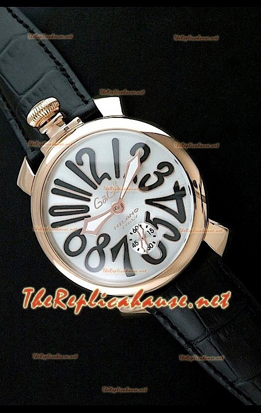 GaGa Milano Manuale Montre avec Boîtier Or Rose - Chiffres en Noir