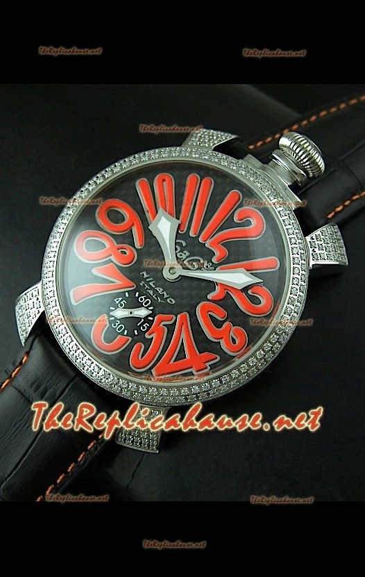 GaGa Milano Manuale Japanese Montre Cadran Carbone Noir
