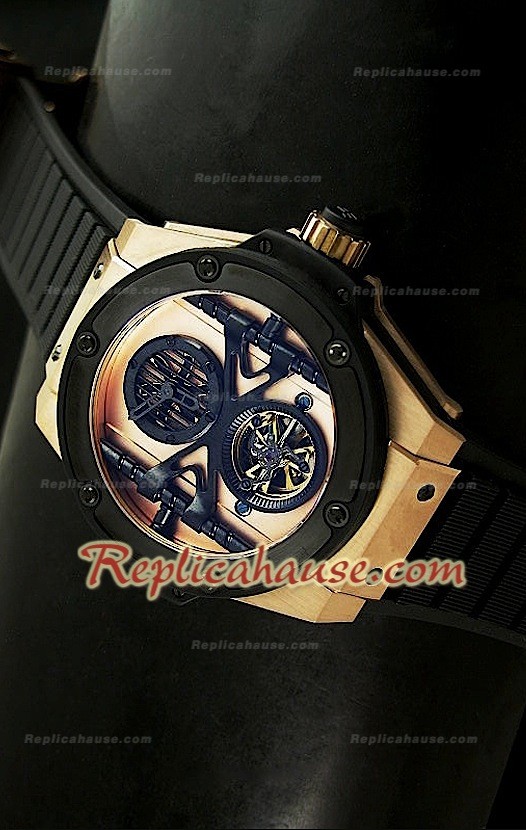 Hublot Big Bang King Power Tourbilon Japanese Replica Montre en Or Rose