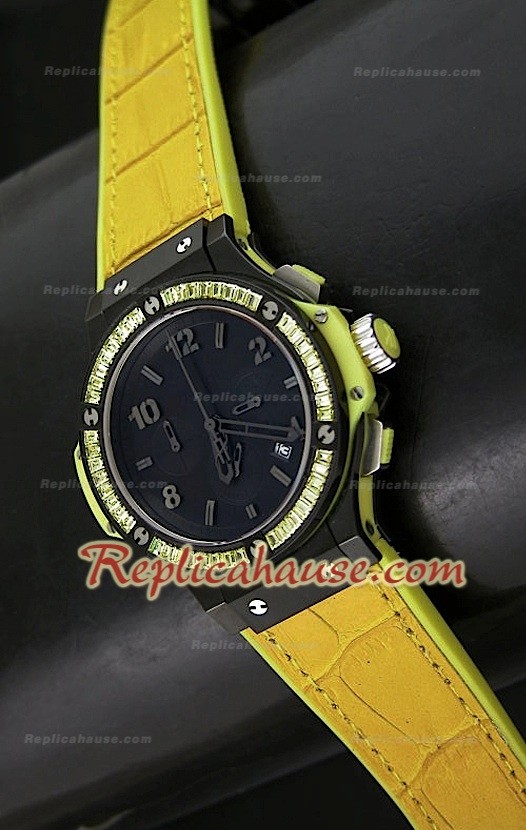 Hublot Big Bang Tutti Frutti Quartz Montre en Jaune- 38MM