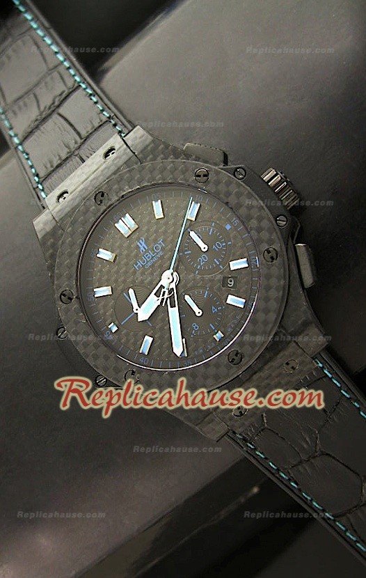 Hublot Big Bang All Carbon Swiss Replica Montre en Bleu