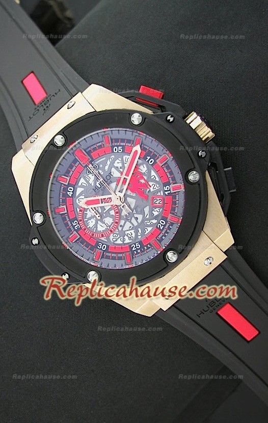 Hublot Big Bang King Power Manchester United Japanese Montre en Or Rose