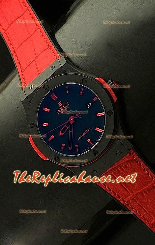 Hublot Big Bang Swiss Montre avec Boîtier de PVD - Bracelet Rouge 44,5 mm