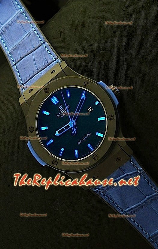 Hublot Big Bang Swiss Montre avec Boîtier de PVD - Bracelet Bleu 44,5 mm