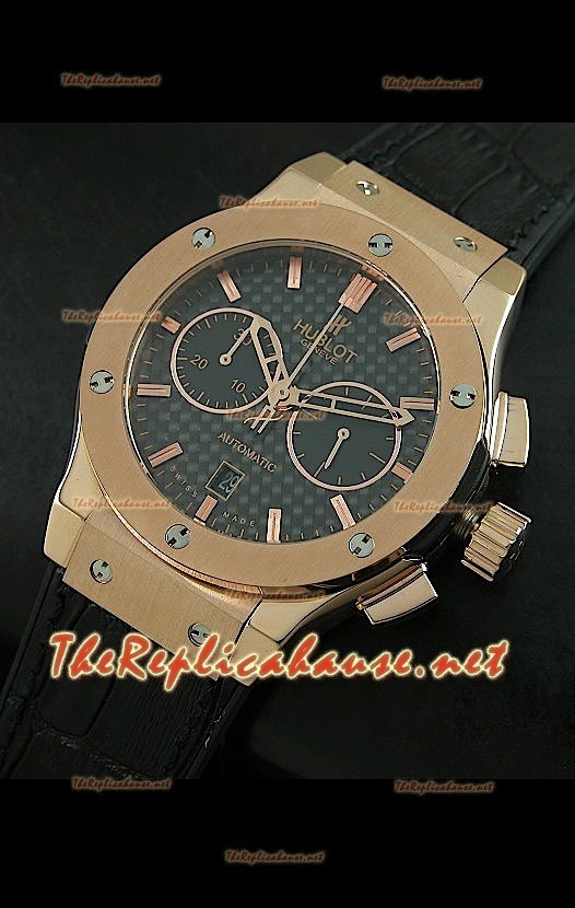 Hublot Classic Fusion Swiss Montre Cadran Carbone Boîtier Or Rose