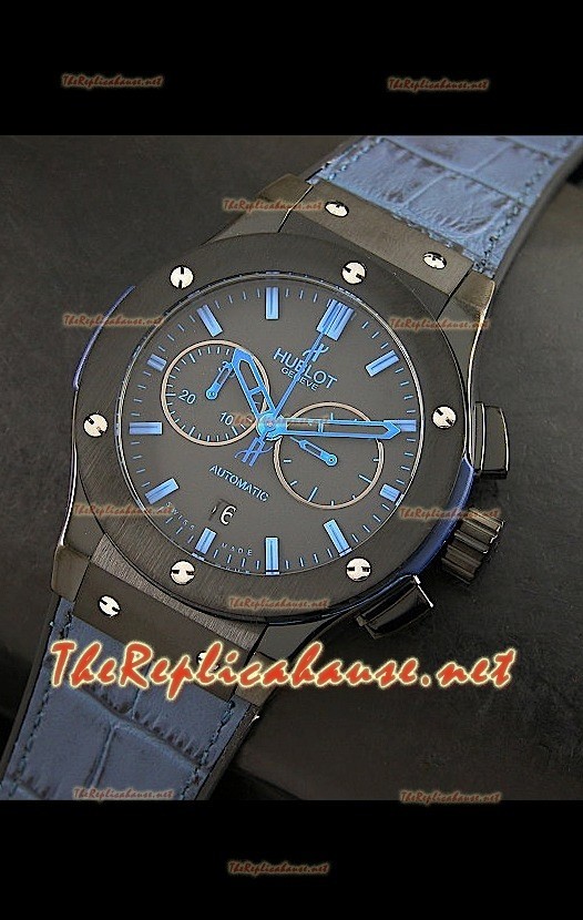Hublot Classic Fusion Swiss Montre Boîtier PVD Bracelet Bleu