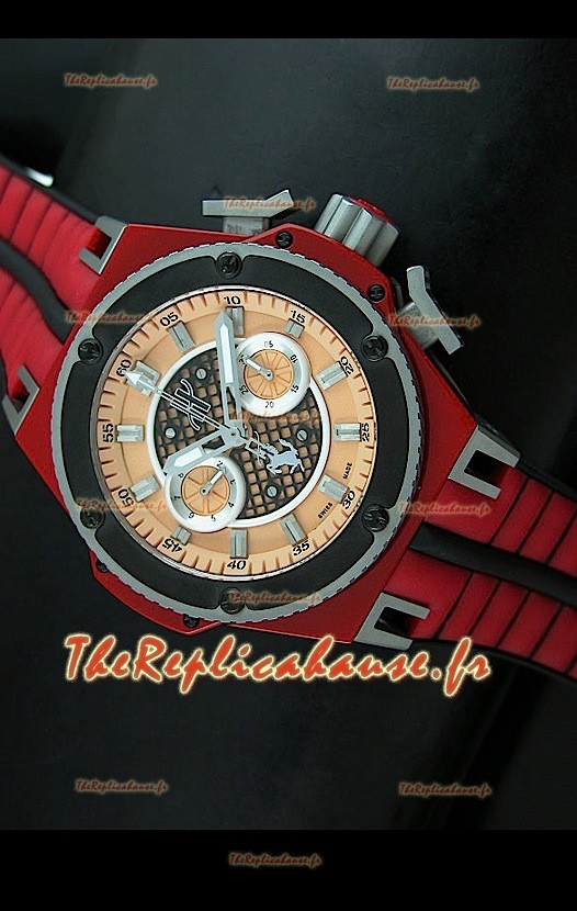 Hublot King Power Edition Ferrari Reproduction Montre Suisse - Bracelet Rouge