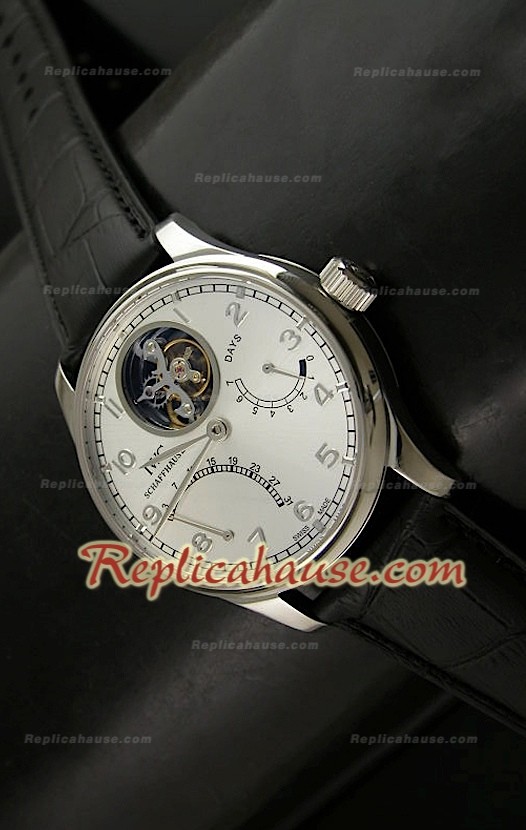 IWC Portuguese 7 Day Genuine Austrian Tourbillon Montre avec Cadran Métallique