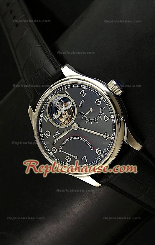 IWC Portuguese 7 Day Genuine Austrian Tourbillon Montre avec Cadran Gris