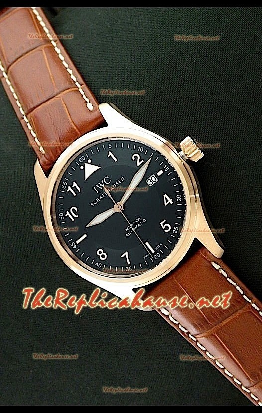 IWC Mark XVI Swiss Replica Montre en Or Rose - 40 mm Bracelet Marron