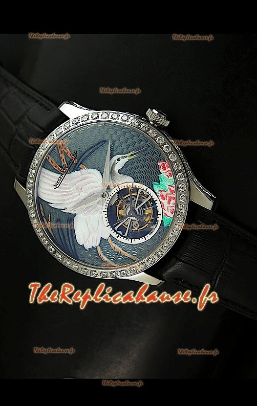 Montre Jaeger LeCoultre Porcelaine Grue Tourbillon Volant - REPRODUCTION EXACTE 