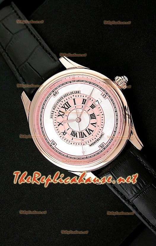 Mont Blanc Mechanique Horlogere Montre Suisse avec Cadran Blanc Or Rose