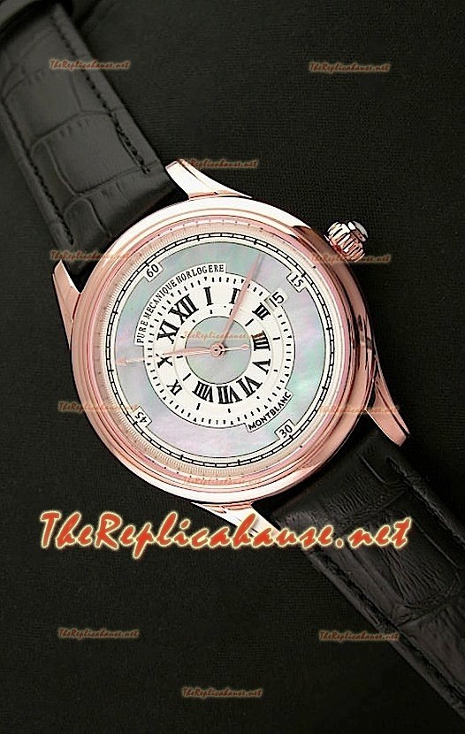 Mont Blanc Mechanique Horlogere Montre Suisse avec Cadran Nacré Or Rose