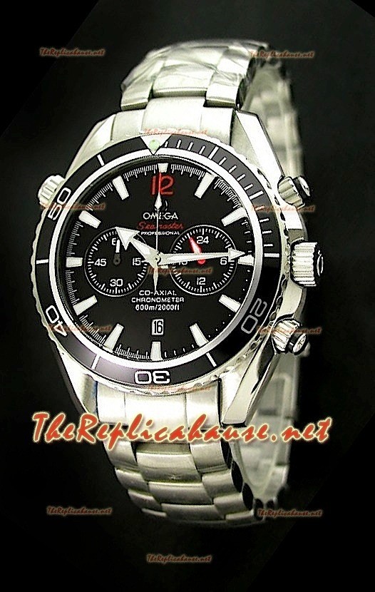 Omega Seamaster Planet Ocean Chronograph Montre Japonaise avec Lunette Noir