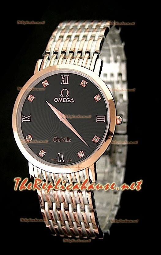 Omega Deville Mens Japanese Replica Montre Bicolore - Cadran Noir