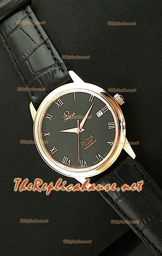Omega Deville Japanese Montre en Or Rose - Cadran Noir