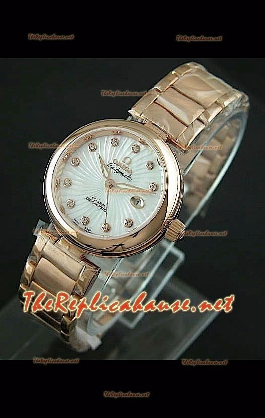 Omega Ladymatic Swiss Replica Montre en Or Rose - 1:1 Mirror Replica