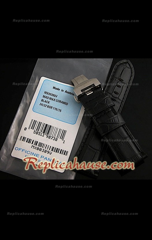 Authentique Bracelet Panerai en cuir de Crocodile noir