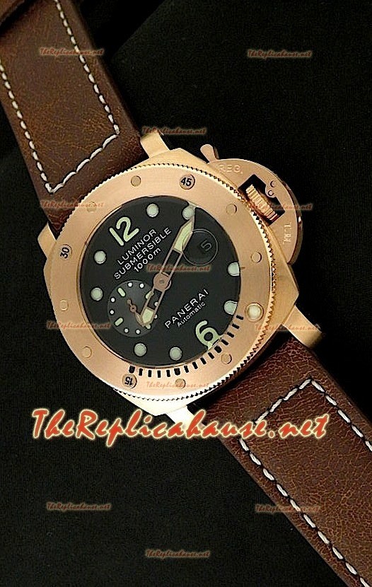 Panerai Luminor Submersible Montre Or Rose avec Cadran Noir - 47 mm 