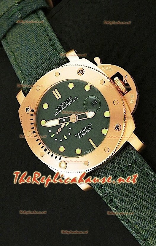 Panerai Luminor Submersible Montre Or Rose avec Cadran Vert - 47 mm 