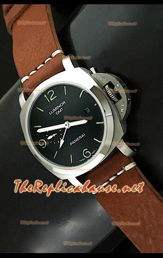Panerai Luminor GMT PAM329 Montre Japonaise avec Bracelet Marron