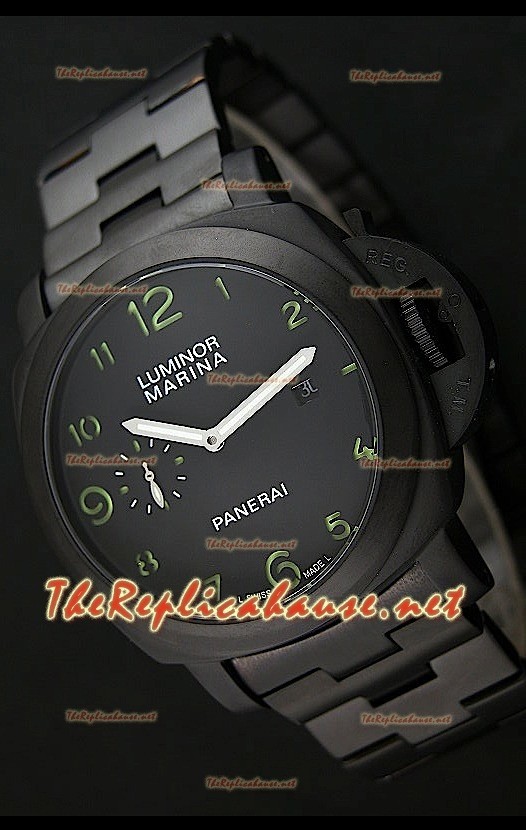 Panerai Luminor Marina Black Dial Montre avec Index Verts