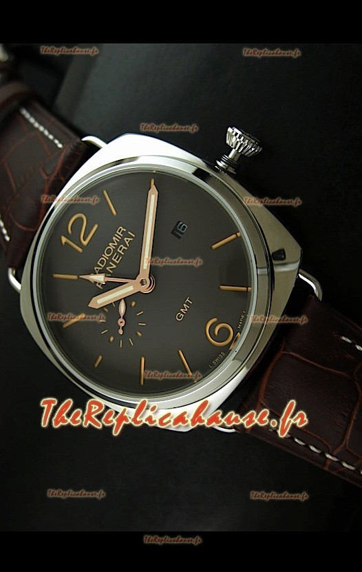 Panerai Radiomir PAM421 GMT Reproduction Montre Japonaise avec Cadran Noir Casse